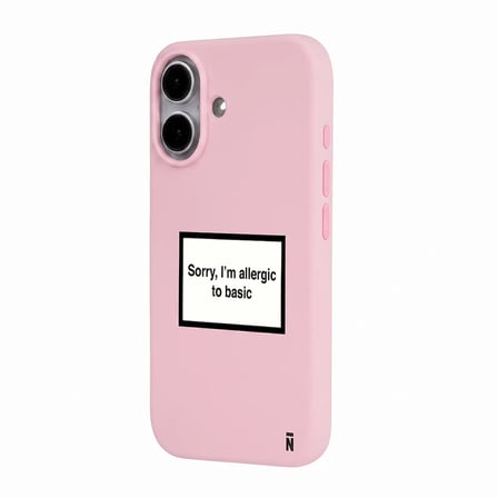 iPhone 17 Pembe Lansman Renkli Silikon I'm Allergic Yazılı Kamera Korumalı Telefon Kılıf