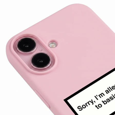 iPhone 17 Pembe Lansman Renkli Silikon I'm Allergic Yazılı Kamera Korumalı Telefon Kılıf