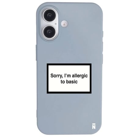 iPhone 17 Mavi Lansman Renkli Silikon I'm Allergic Yazılı Kamera Korumalı Telefon Kılıf