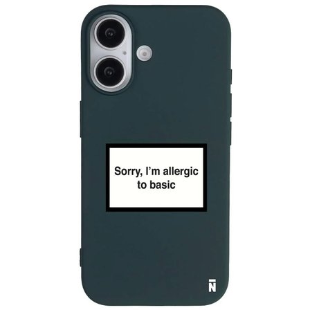 iPhone 16 Haki Lansman Renkli Silikon I'm Allergic Yazılı Kamera Korumalı Telefon Kılıf