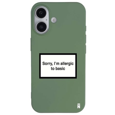 iPhone 16 Yeşil Lansman Renkli Silikon I'm Allergic Yazılı Kamera Korumalı Telefon Kılıf