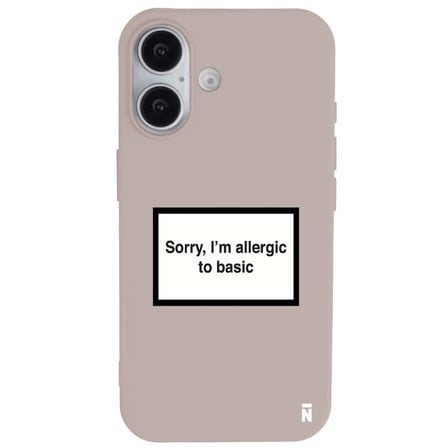 iPhone 16 Pudra Lansman Renkli Silikon I'm Allergic Yazılı Kamera Korumalı Telefon Kılıf