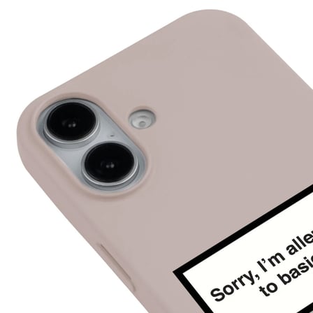 iPhone 16 Pudra Lansman Renkli Silikon I'm Allergic Yazılı Kamera Korumalı Telefon Kılıf