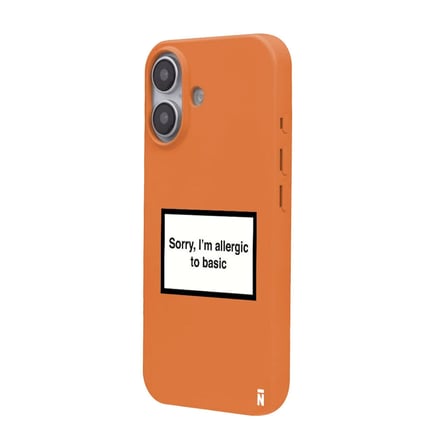 iPhone 16 Plus Turuncu Lansman Renkli Silikon I'm Allergic Yazılı Kamera Korumalı Telefon Kılıf