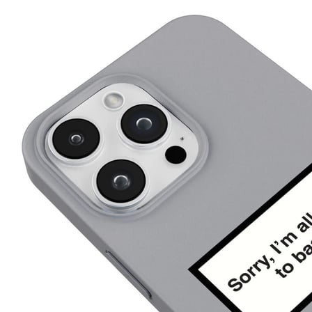 iPhone 16 Pro Max Gri Lansman Renkli Silikon I'm Allergic Yazılı Kamera Korumalı Telefon Kılıf