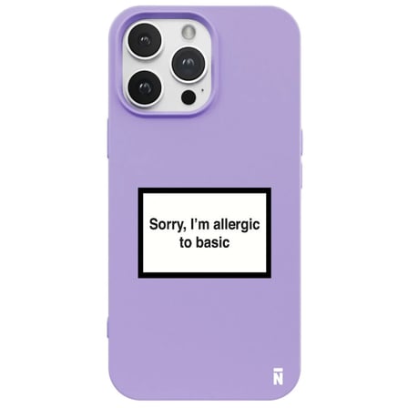iPhone 16 Pro Lila Lansman Renkli Silikon I'm Allergic Yazılı Kamera Korumalı Telefon Kılıf