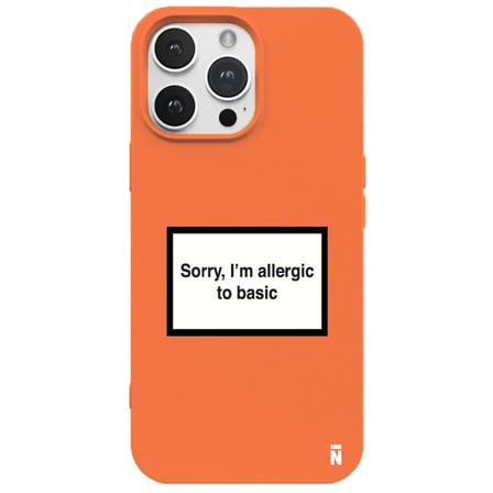 iPhone 16 Pro Turuncu Lansman Renkli Silikon I'm Allergic Yazılı Kamera Korumalı Telefon Kılıf