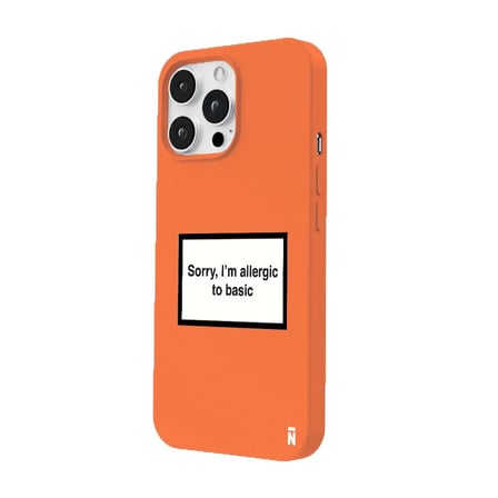 iPhone 16 Pro Turuncu Lansman Renkli Silikon I'm Allergic Yazılı Kamera Korumalı Telefon Kılıf