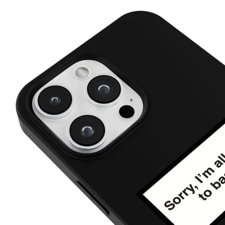 iPhone 15 Pro Max Siyah Lansman Renkli Silikon I'm Allergic Yazılı Kamera Korumalı Telefon Kılıf