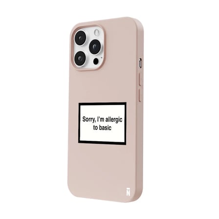 iPhone 15 Pro Pudra Lansman Renkli Silikon I'm Allergic Yazılı Kamera Korumalı Telefon Kılıf