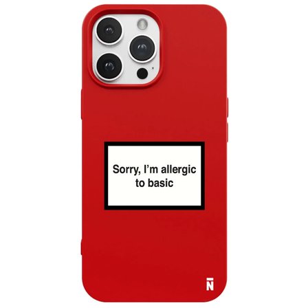 iPhone 14 Pro Max Kırmızı Lansman Renkli Silikon I'm Allergic Yazılı Kamera Korumalı Telefon Kılıf