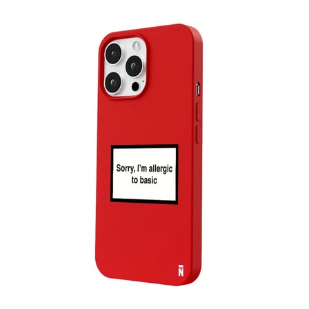 iPhone 14 Pro Max Kırmızı Lansman Renkli Silikon I'm Allergic Yazılı Kamera Korumalı Telefon Kılıf