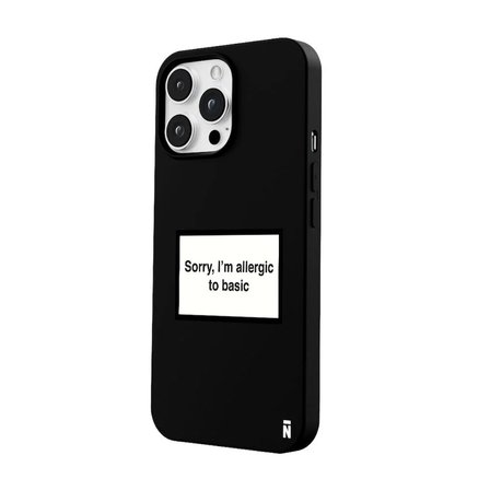 iPhone 14 Pro Siyah Lansman Renkli Silikon I'm Allergic Yazılı Kamera Korumalı Telefon Kılıf
