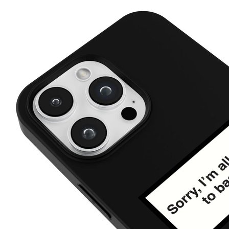 iPhone 14 Pro Siyah Lansman Renkli Silikon I'm Allergic Yazılı Kamera Korumalı Telefon Kılıf