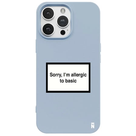 iPhone 14 Pro Mavi Lansman Renkli Silikon I'm Allergic Yazılı Kamera Korumalı Telefon Kılıf