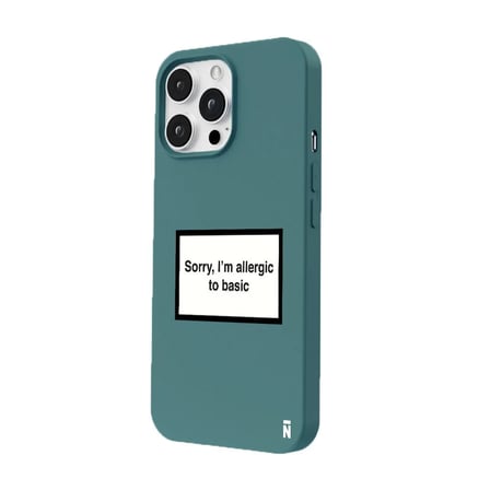 iPhone 14 Pro Haki Lansman Renkli Silikon I'm Allergic Yazılı Kamera Korumalı Telefon Kılıf
