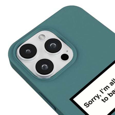 iPhone 14 Pro Haki Lansman Renkli Silikon I'm Allergic Yazılı Kamera Korumalı Telefon Kılıf