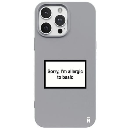 iPhone 13 Pro Gri Lansman Renkli Silikon I'm Allergic Yazılı Kamera Korumalı Telefon Kılıf