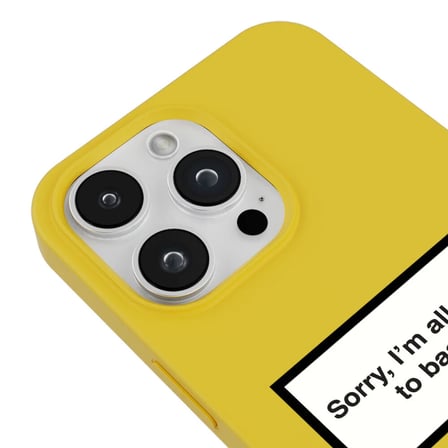 iPhone 13 Pro Sarı Lansman Renkli Silikon I'm Allergic Yazılı Kamera Korumalı Telefon Kılıf