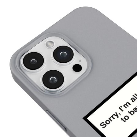 iPhone 12 Pro Max Gri Lansman Renkli Silikon I'm Allergic Yazılı Kamera Korumalı Telefon Kılıf