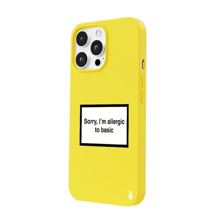 iPhone 12 Pro Max Sarı Lansman Renkli Silikon I'm Allergic Yazılı Kamera Korumalı Telefon Kılıf