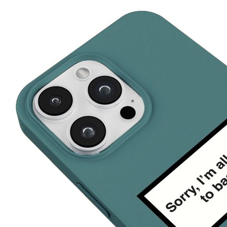 iPhone 12 Pro Haki Lansman Renkli Silikon I'm Allergic Yazılı Kamera Korumalı Telefon Kılıf