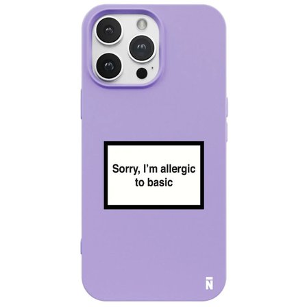 iPhone 12 Pro Lila Lansman Renkli Silikon I'm Allergic Yazılı Kamera Korumalı Telefon Kılıf