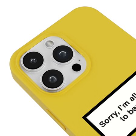 iPhone 12 Pro Sarı Lansman Renkli Silikon I'm Allergic Yazılı Kamera Korumalı Telefon Kılıf