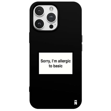 iPhone 11 Pro Max Siyah Lansman Renkli Silikon I'm Allergic Yazılı Kamera Korumalı Telefon Kılıf