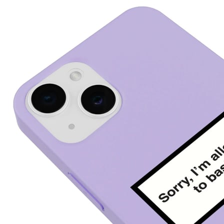 iPhone 15 Plus Lila Lansman Renkli Silikon I'm Allergic Yazılı Kamera Korumalı Telefon Kılıf