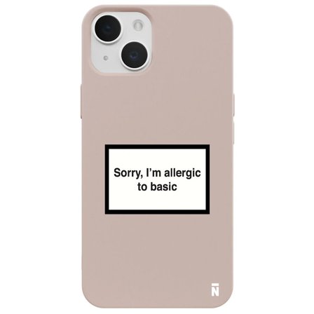 iPhone 15 Plus Pudra Lansman Renkli Silikon I'm Allergic Yazılı Kamera Korumalı Telefon Kılıf