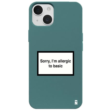 iPhone 14 Plus Haki Lansman Renkli Silikon I'm Allergic Yazılı Kamera Korumalı Telefon Kılıf