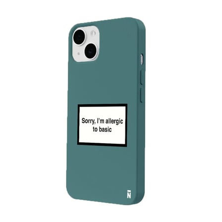 iPhone 14 Plus Haki Lansman Renkli Silikon I'm Allergic Yazılı Kamera Korumalı Telefon Kılıf