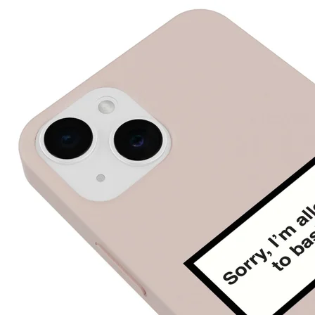 iPhone 14 Plus Pudra Lansman Renkli Silikon I'm Allergic Yazılı Kamera Korumalı Telefon Kılıf