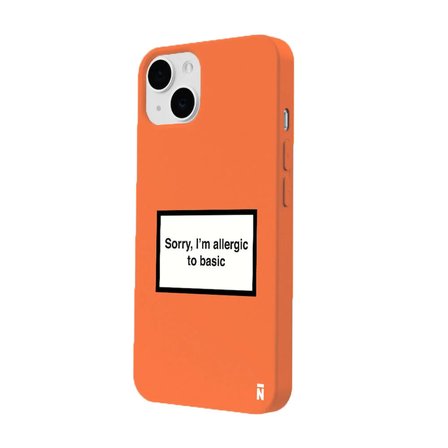 iPhone 14 Turuncu Lansman Renkli Silikon I'm Allergic Yazılı Kamera Korumalı Telefon Kılıf