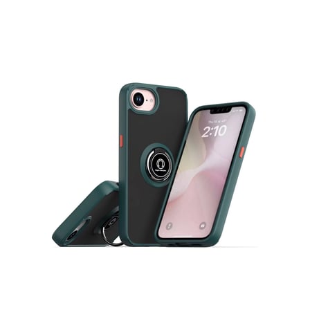 iPhone 17E Kılıf Montreal Yüzüklü Silikon Kapak - Yeşil