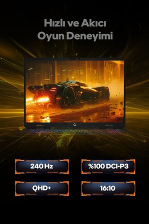 Game Garaj Slayer R9M-5060 C1 AMD R9 8940HX 32GB RAM 1TB SSD RTX5060 16" 240Hz QHD+ IPS FreeDOS Gaming Laptop