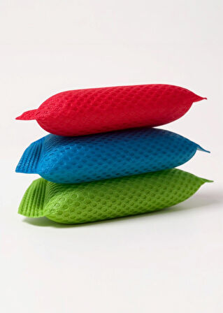 Technow Petek Dokulu Fileli Pratik Temizlik ve Bulaşık Süngeri Renkli  3 Adet 