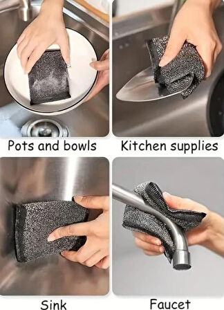 Technow Paslanmaz Çelik Sihirli Inox Yağ ve Kir Çözücü Tel Bulaşık Süngeri 2 Adet