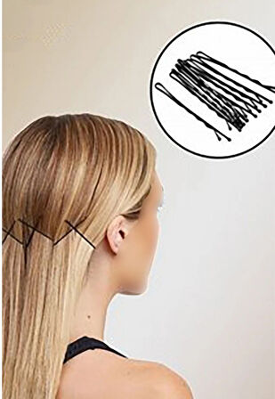 Technow Siyah %100 Metal Esnemez Dayanıklı Kadın Saç Tel Tokası 100  Adet 