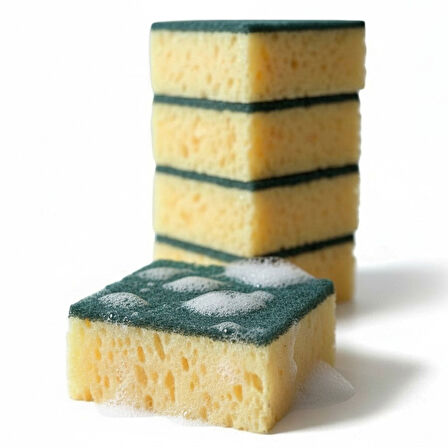 Technow Çift Taraflı  Çizmez  İtalyan Keçeli Kaliteli Buble Mercan Bulaşık Sünger 5 Adet