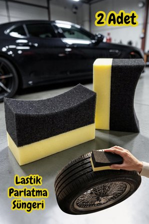 Technow Oto Lastik Parlatıcı Sünger 2'li Paket Eğimli Araç Lastik Parlatma Torpido Uygulama Süngeri