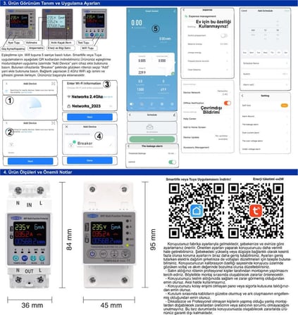 Tomzn Kaçak Akım Koruma Rölesi Ve Yüksek Voltaj Ve Akım Koruyucu Röle 63A Wifi Özellikli Devrim