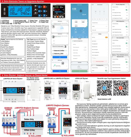 JIUJI Kaçak Akım Koruma Rölesi Ve Yüksek Voltaj Ve Akım Koruyucu Röle 63A Wifi Özellikli Devrim