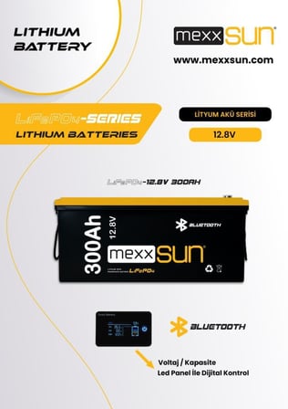 Mexxsun 3,84kWh Lityum Akü 12,8V 300Ah LiFePO4