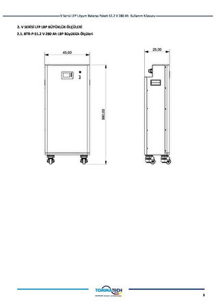 Tommatech V Serisi 51.2V 304Ah Lfp Lityum Batarya Paketi 15.5Kw
