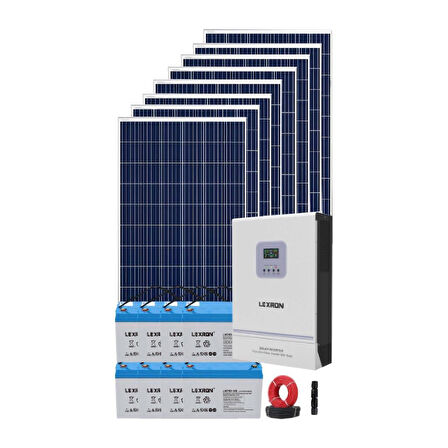Güneş Enerjisi Bağevi Hazır Solar Paket  - 6.2Kw Mppt Akıllı İnverter + 8X 295W Polykristal Güneş Paneli+ 8X 12V 105Ah Jel Akü