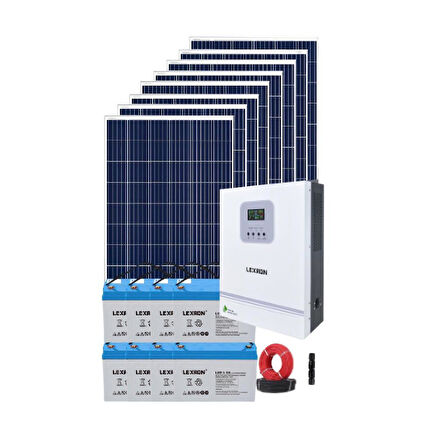 Güneş Enerjisi Bağevi Hazır Solar Paket  - 3Kw Mppt Akıllı İnverter + 8X 295W Polykristal Güneş Paneli+ 8X 12V 105Ah Jel Akü