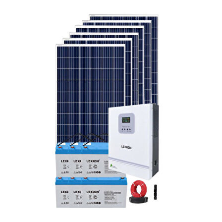 Güneş Enerjisi Bağevi Hazır Solar Paket  - 3Kw Mppt Akıllı İnverter + 6X 295W Polykristal Güneş Paneli+ 6X 12V 105Ah Jel Akü