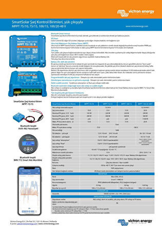 Victron Smartsolar Mppt 75/15 – Gelişmiş Bluetooth Özellikli Solar Şarj Kontrol Cihazı